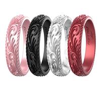 Zollen Lot de 4/7 alliances en silicone pour femme - Alliances empilables en caoutchouc de silicone - Collection innovante Vine, 9 - 9.5(18.9mm)