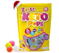 Zolli KETO Pops Sucettes sans sucre, végétaliennes, sans gluten, adaptées aux diabétiques, pochette refermable de 147,4 g