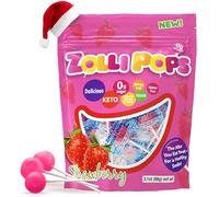 Zollipops Clean Teeth Pops Bonbons sans sucre avec xylitol, sucettes sans colorant, adaptées aux régimes cétogènes et diabétiques, gâteries approuvées par les dentistes pour enfants (fraise, 88,9 g)