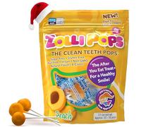 Zollipops Clean Teeth Pops Bonbons sans sucre avec xylitol, sucettes sans colorant, adaptées aux régimes cétogènes et diabétiques, gâteries approuvées par les dentistes pour enfants (pêche, 88,9 g)