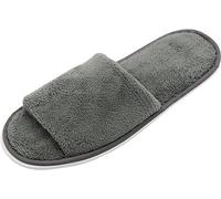 ZOLLNER 10 paires de pantoufles à usage unique en gris - pantoufles en éponge pour le voyage, le spa et la maison - semelle antidérapante - pointe ouverte - taille unique - qualité hôtelière