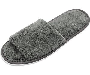 ZOLLNER 10 paires de pantoufles à usage unique en gris - pantoufles en éponge pour le voyage, le spa et la maison - semelle antidérapante - pointe ouverte - taille unique - qualité hôtelière