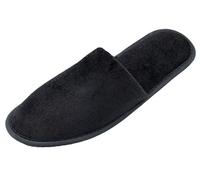ZOLLNER 10 paires de pantoufles à usage unique en velours - pantoufles d'invités en noir pour le voyage, le sauna et la maison - semelle antidérapante - taille unique - qualité hôtelière