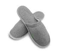 ZOLLNER 10 paires de pantoufles jetables pour invités gris - pantoufles en éponge pour voyage, spa, sauna et maison - semelle ondulée antidérapante - bout fermé - taille unique - qualité hôtelière