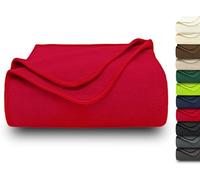ZOLLNER Couverture Douillette 130x170 cm - Couverture Polaire Douillette - Lavable jusqu'à 95 °C - Bordure de Haute qualité - Antistatique - Polyester - Couleur Rouge - certifiée Oeko Tex®