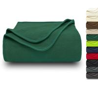 ZOLLNER Couverture Douillette 130x170 cm - Couverture Polaire Douillette - Lavable jusqu'à 95 °C - Bordure de Haute qualité - Antistatique - Polyester - Couleur Vert foncé - certifiée Oeko Tex®