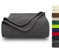 ZOLLNER Couverture Douillette 130x170 cm - Couverture Polaire Douillette - Lavable jusqu'à 95 °C - Bordure de Haute qualité - Antistatique - Polyester - Couleur Gris foncé - certifiée Oeko Tex®