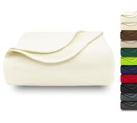 ZOLLNER Couverture Douillette 130x170 cm - Couverture Polaire Douillette - Lavable jusqu'à 95 °C - Bordure de Haute qualité - Antistatique - Polyester - Couleur Creme - certifiée Oeko Tex®