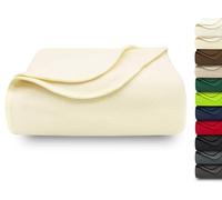 ZOLLNER Couverture Douillette 130x170 cm - Couverture Polaire Douillette - Lavable jusqu'à 95 °C - Bordure de Haute qualité - Antistatique - Polyester - Couleur Vanille - certifiée Oeko Tex®
