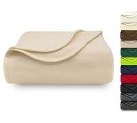 ZOLLNER Couverture Douillette 130x170 cm - Couverture Polaire Douillette - Lavable jusqu'à 95 °C - Bordure de Haute qualité - Antistatique - Polyester - Couleur Beige - certifiée Oeko Tex®