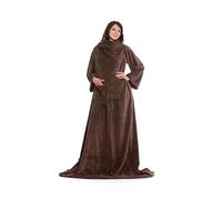ZOLLNER Couverture Douillette avec Manches - Couverture de canapé Super Douillette et Chaude - Marron - en 170x200 cm - avec Poches - Lavable jusqu'à 95°C - qualité hôtel - certifiée Oeko Tex®