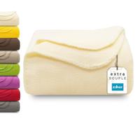 ZOLLNER Couverture Douillette en crème - Couverture de canapé Douce en 130x170 cm - avec Bord ourlé - Polyester - Lavable jusqu'à 95°C - qualité hôtel - certifiée Oeko Tex®