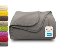 ZOLLNER Couverture Douillette en Gris - Couverture de canapé Douce en 130x170 cm - avec Bord ourlé - Polyester - Lavable jusqu'à 95°C - qualité hôtel - certifiée Oeko Tex®