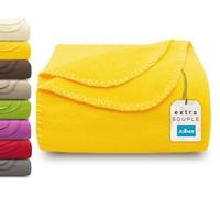 ZOLLNER Couverture Douillette en Jaune - Couverture de canapé Douce en 130x170 cm - avec Bord ourlé - Polyester - Lavable jusqu'à 95°C - qualité hôtel - certifiée Oeko Tex®