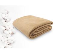 ZOLLNER Couverture Douillette Moelleuse en 150x200 cm - Couverture de canapé Douce en Sable - Lavable jusqu'à 40°C - avec Bande de Bordure - qualité hôtelière - certifiée Oeko Tex®