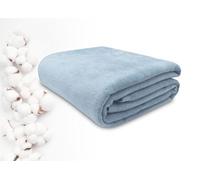 ZOLLNER Couverture Douillette Moelleuse en 220x240 cm - Couverture de canapé Douce en Bleu Clair - Lavable jusqu'à 40°C - avec Bande de Bordure - qualité hôtelière - certifiée Oeko Tex®
