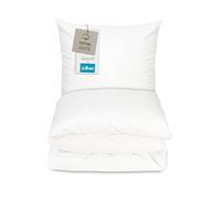 ZOLLNER Linge de lit - composé d'une taie d'oreiller et d'une Housse de Couette - 80x80 cm + 140x200cm - Fermeture Pratique à l'hôtel - Coton - Lavable à 95°C - qualité hôtelière