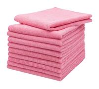 ZOLLNER Lot de 10 Chiffons en Microfibre pour Faire Briller sans Laisser de Traces - sans Peluches et très absorbants pour Le Nettoyage - lavables jusqu'à 60°C - 40x40cm en Rose - qualité hôtelière