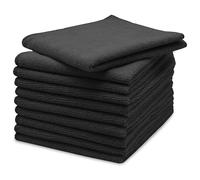 ZOLLNER Lot de 10 Chiffons en Microfibres pour Un Brillant sans Traces - Chiffons de Nettoyage sans Peluches et très absorbants - lavables jusqu'à 60°C - 40x40cm en Noir - qualité hôtelière