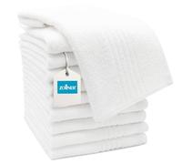 ZOLLNER Lot de 10 Serviettes 50x100 cm - Serviettes de Bain Blanches très absorbantes - avec Crochet Pratique - avec Bande Anti-Glissement - lavables jusqu'à 95 °C - Coton - qualité hôtelière