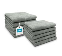 ZOLLNER Lot de 10 Serviettes 50x100 cm - Serviettes de Bain très absorbantes en Gris - avec Crochet Pratique - avec Bande Anti-Glissement - lavables jusqu'à 60 °C - Coton - qualité hôtelière