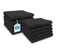ZOLLNER Lot de 10 Serviettes 50x100 cm - Serviettes de Bain très absorbantes en Noir - avec Crochet Pratique - avec Bande Anti-Glissement - lavables jusqu'à 60 °C - Coton - qualité hôtelière