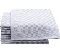 ZOLLNER Lot de 10 torchons en Coton de 46x70 cm - Super absorbants et Robustes - lavables jusqu'à 60°C - à Carreaux Gris - qualité gastronomique - certifiés Oeko Tex®