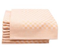 ZOLLNER Lot de 10 torchons en Coton de 46x70 cm - Super absorbants et Robustes - lavables jusqu'à 60°C - à Carreaux Or - qualité gastronomique - certifiés Oeko Tex®