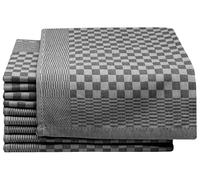 ZOLLNER Lot de 10 torchons en Coton de 46x70 cm - Super absorbants et Robustes - lavables jusqu'à 60°C - à Carreaux Noir - qualité gastronomique - certifiés Oeko Tex®