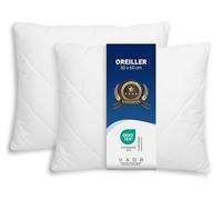 ZOLLNER Lot de 2 Coussins - Made in Europe - Remplissage Polyester - Housse en Tissu mélangé - Lavable à 95°C - 50x60 cm - qualité hôtel - certifié Oeko Tex®