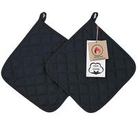 ZOLLNER Lot de 2 maniques en Noir - Dessous-de-Plat résistants à la Chaleur - Coton - 24x24 cm - avec Crochet Pratique - lavables jusqu'à 60 °C - certifiés Oeko Tex®