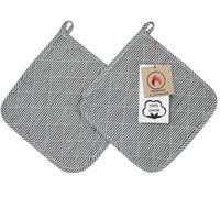 ZOLLNER Lot de 2 maniques en rayé Noir et Blanc - Dessous-de-Plat résistants à la Chaleur - Coton - 24x24 cm - avec Crochet Pratique - lavables jusqu'à 60 °C - certifiés Oeko Tex®