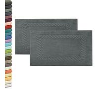 ZOLLNER Lot de 2 Tapis de Bain, Tapis de Douche, 50x70 cm, Coton, Graphite