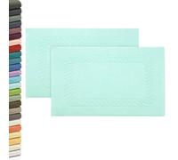 ZOLLNER Lot de 2 Tapis de Bain, Tapis de Douche, 50x70 cm, Coton, Menthe