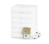 ZOLLNER Lot de 6 Serviettes 50x100 cm - Serviettes en Coton Blanc particulièrement Douces et absorbantes - avec Crochet Pratique - lavables jusqu'à 95 °C - Coton - qualité hôtelière