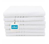 ZOLLNER Lot de 6 Serviettes d'invités 40 x 60 cm - Serviettes d'invités très absorbantes, Couleur Blanche - avec Crochet Pratique - lavables jusqu'à 95 °C - Coton - qualité hôtelière