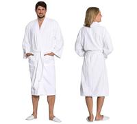 ZOLLNER Peignoir de bain en blanc - doux pour la peau et super absorbant - pour femmes et hommes - coton - taille L - lavable à 95°C - qualité hôtel - certifié Oeko Tex®