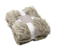 ZOLLNER Plaid en Fausse Fourrure 100% Polyester, 150 x 200 cm, Gris.