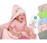ZOLLNER Serviette à Capuche pour bébé - 100x100 cm - Rose - Douce pour la Peau et très Moelleuse - Coton - Lavable à 60 °C - certifiée Oeko Tex®