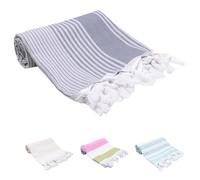 ZOLLNER Serviette de hammam, 90x170 cm, Serviette de Plage, Coton, Bleu