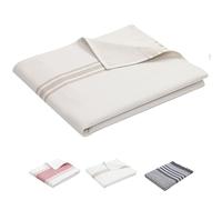 ZOLLNER Serviette de Plage - Serviette de Bain Douce et absorbante en 70x180 cm - Lavable jusqu'à 95°C - Coton - avec Motif à Rayures Intemporel en Beige Marron - certifiée Oeko Tex®
