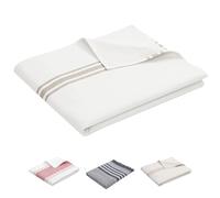 ZOLLNER Serviette de Plage - Serviette de Bain Douce et absorbante en 70x180 cm - Lavable jusqu'à 95°C - Coton - avec Motif à Rayures Intemporel en Blanc Marron - certifiée Oeko Tex®