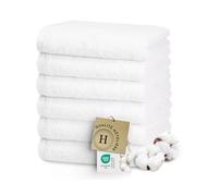 ZOLLNER Serviettes de Bain, Lot de 6 Premium 50x70 cm - très absorbantes et Douces - Blanc - Ourlet Haut de Gamme - lavables à 95°C - Coton - qualité hôtelière - certifiées Oeko Tex®