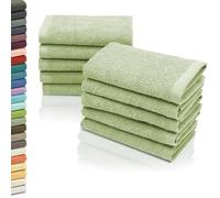 ZOLLNER Set de 10 Chiffons de Toilette - Gant de Toilette Doux et Absorbant - Lavable jusqu'à 95°C - Coton - 30x30 cm en Vert Clair