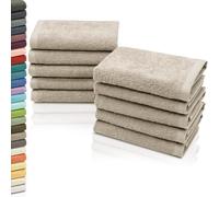 ZOLLNER Set de 10 Chiffons de Toilette - Gant de Toilette Doux et Absorbant - Lavable jusqu'à 95°C - Coton - 30x30 cm en Cappuccino