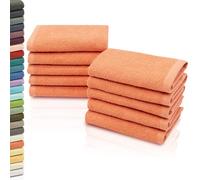 ZOLLNER Set de 10 Chiffons de Toilette - Gant de Toilette Doux et Absorbant - Lavable jusqu'à 95°C - Coton - 30x30 cm en Orange