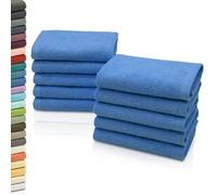 ZOLLNER Set de 10 Chiffons de Toilette - Gant de Toilette Doux et Absorbant - Lavable jusqu'à 95°C - Coton - 30x30 cm en Bleu