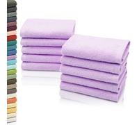ZOLLNER Set de 10 Chiffons de Toilette - Gant de Toilette Doux et Absorbant - Lavable jusqu'à 95°C - Coton - 30x30 cm en Violet
