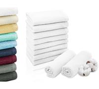 ZOLLNER Set de 10 Serviettes de Savon en 30x30 cm - Gant de Toilette très Absorbant et Doux en Blanc - avec accroche Pratique - Lavable à 95°C - Coton - qualité hôtelière