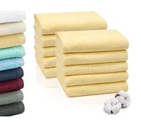 ZOLLNER Set de 10 Serviettes en 50x100 cm - Serviettes de Douche très absorbantes et Douces en Jaune - avec accroche Pratique - lavables à 95°C - Coton - qualité hôtelière